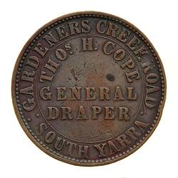 Token - 1 Penny, Thomas H. Cope, Draper, South Yarra, Victoria, Australia, 1862