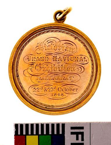 Medal - Victorian Grand National Exhibition Gold Prize, Ballaarat,1868 AD