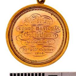 Medal - Victorian Grand National Exhibition Gold Prize, Ballaarat,1868 AD