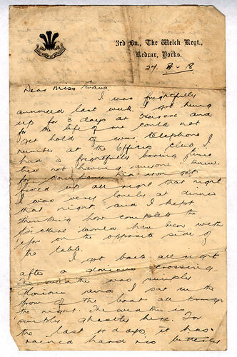 Page of hand-written letter.
