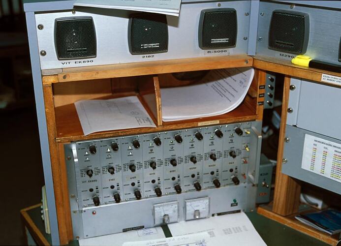 Receive console for distress frequencies. Melbourne Coastal Radio Station, Cape Schanck, Victoria