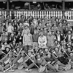 Negative - Soldiers at the Sandhurst Football Oval, Bendigo, Victoria, circa 1915