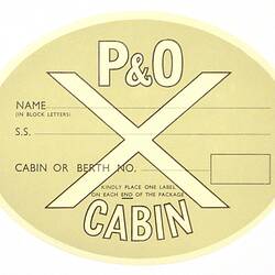 Baggage Label - P&O "Cabin" (grey background)