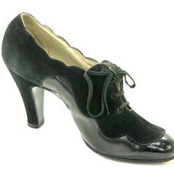 Shoe - Paragon, Black Lace-up, Left, circa 1930