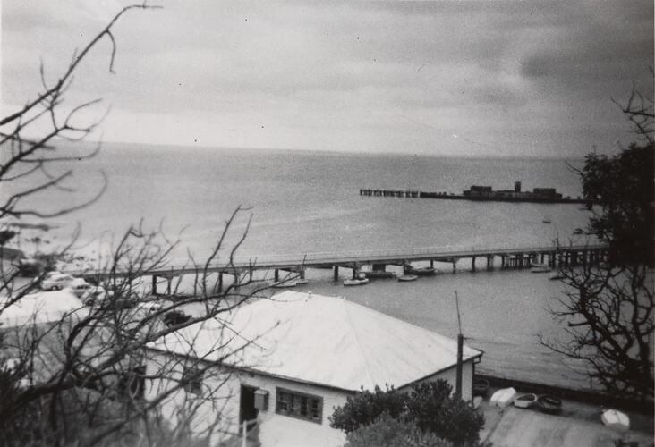 Digital Photograph - View of Pier & Wreck of HMVS Cerberus, Half Moon Bay, 1955