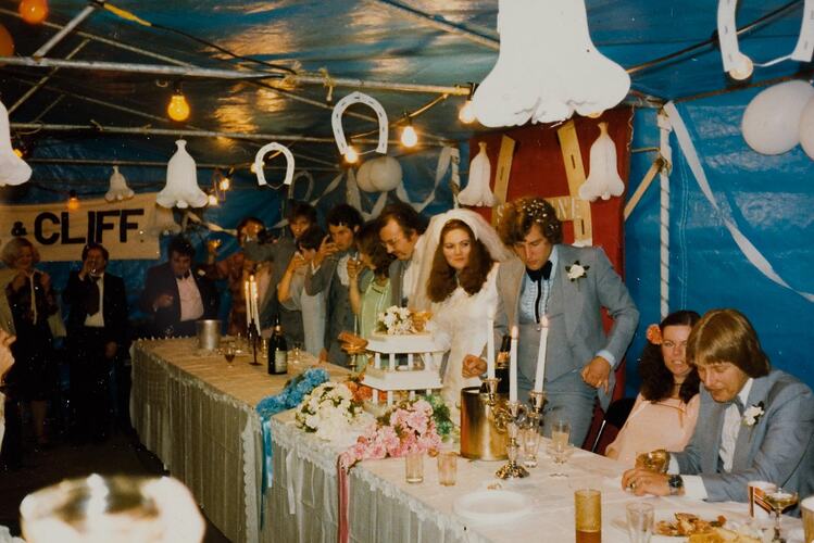 Digital Photograph - Family & Friends Toasting Bride & Groom at Wedding Breakfast, Ringwood, 1979