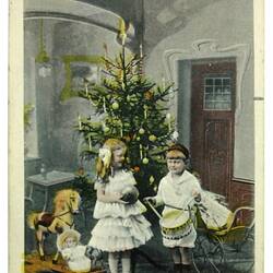 Postcard Transparency - 'A Glad Christmas', Addressed to H Baldwin, 24 Dec 1907