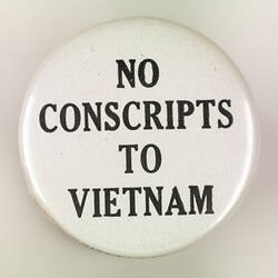 Badge - No Conscripts to Vietnam, 1965-1967