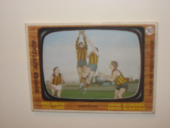 Football Card - Wes Smith, Phil Lade, John Dunshea, David Albiston, Scanlen's Sweets, 1967