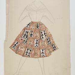 Artwork - Design for Textiles, Skirt, Brown, Black & White, late 1940s-early 1950s