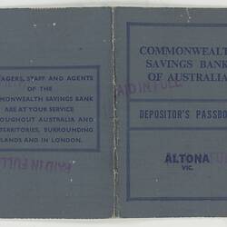 Passbook - Commonwealth Savings Bank, Altona Migrant Hostel, Myerscough, 1965-1966