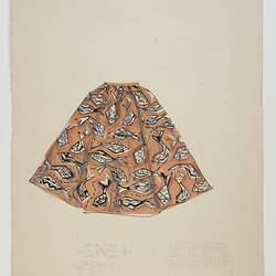 Artwork - Design for Textiles, Skirt, Fish, White, Black & Brown, circa 1946-1954