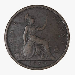 Coin - Penny, Queen Victoria, Great Britain, 1870 (Reverse)