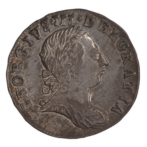 Coin - Threepence, George III, Great Britain, 1772 (Obverse)