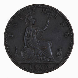 Coin - Farthing, Queen Victoria, Great Britain, 1860 (Reverse)
