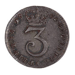 Coin - Threepence, George III, Great Britain, 1762 (Reverse)