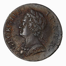 Coin - Halfpenny, George II, Great Britain, 1752 (Obverse)