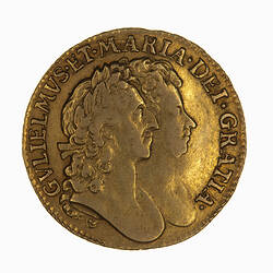 Coin - Guinea, William and Mary, Great Britain, 1694 (Obverse)