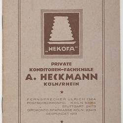 Recipes Booklet - German, Karl Muffler, 1913