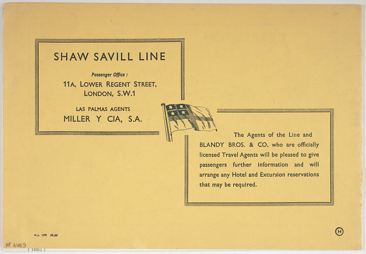 Booklet - Shaw Savill Line - Las Palmas