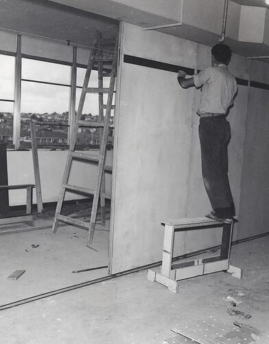 Photograph - Kodak Australasia Pty Ltd, Erecting Partitions in Testing Building 7, Kodak Factory, Coburg, 1958