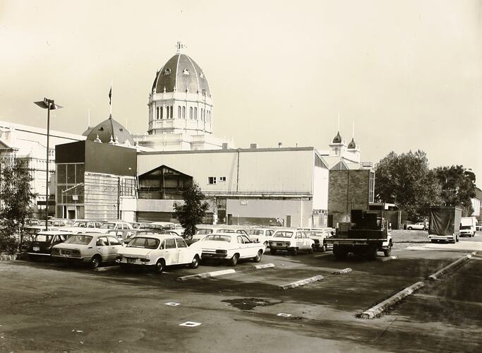Photograph - Demolition of Royale Ballroom from Gate 4 Nicholson Street, Exhibition Building, Melbourne, 1979