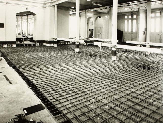 Photograph - Programme '84, Timber Floor Replacement in the Great Hall, Royal Exhibition Buildings, 14 Dec 1984