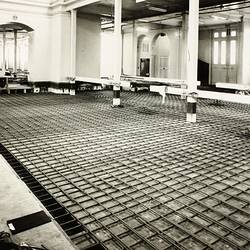 Photograph - Programme '84, Timber Floor Replacement in the Great Hall, Royal Exhibition Building, 14 Dec 1984