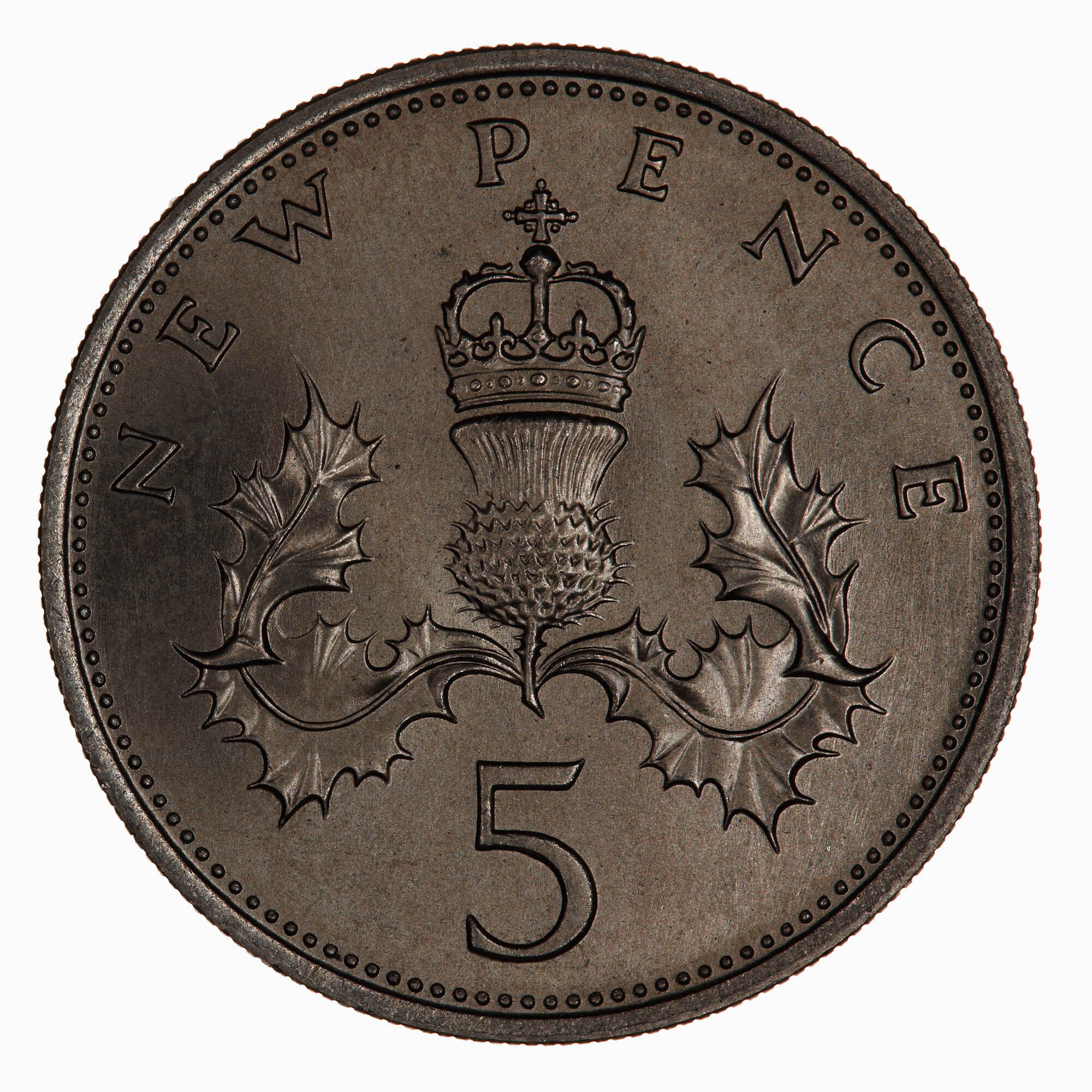 Coin - 5 New Pence, Elizabeth II, Great Britain, 1968