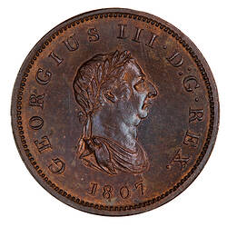 Coin - Halfpenny, George III, Great Britain, 1807 (Obverse)