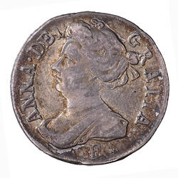 Coin - Sixpence, Queen Anne, England, Great Britain, 1708 (Obverse)