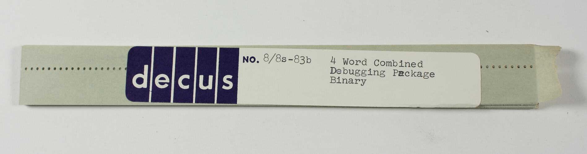Paper Tape - DECUS, '8/8s-83b 4 Word Combined Debugging Package, Binary'