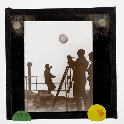 Lantern Slide - Weather Balloon Experiment on the Discovery, BANZARE Voyage 1, Antarctica, 1929-1930