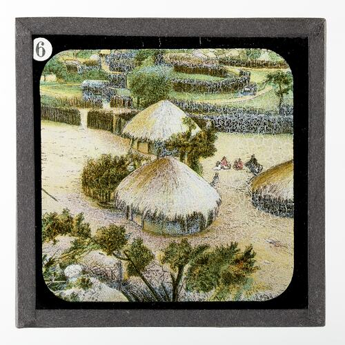 Lantern Slide - A Bechuana Village, Life & Work of Dr David Livingstone, circa 1900