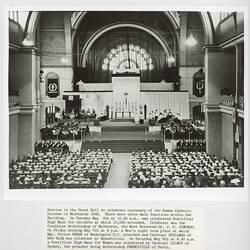 Service in the Great Hall to celebrate centenary of the Roman Catholicn diocese of Melbourne, 1948