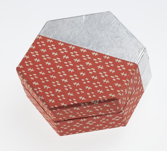 Half Red & Half Silver Hexagonal Box