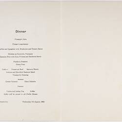 Menu - SS Stratheden, P&O Line, Dinner, 7 Aug 1963