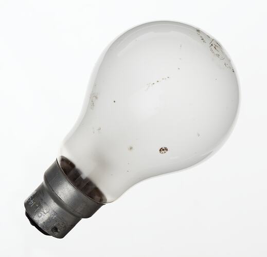 Incandescent glass light bulb, bayonet fitting.