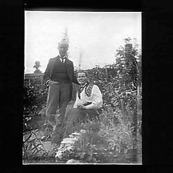 Glass Negative - Mr & Mrs Haines in a Garden, Victoria, Easter 1905
