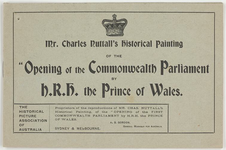 Booklet - 'Mr Charles Nuttall's Historical Painting', Historical Picture Association, Melbourne, circa 1902