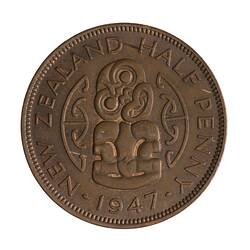 Coin - 1/2 Penny, New Zealand, 1947