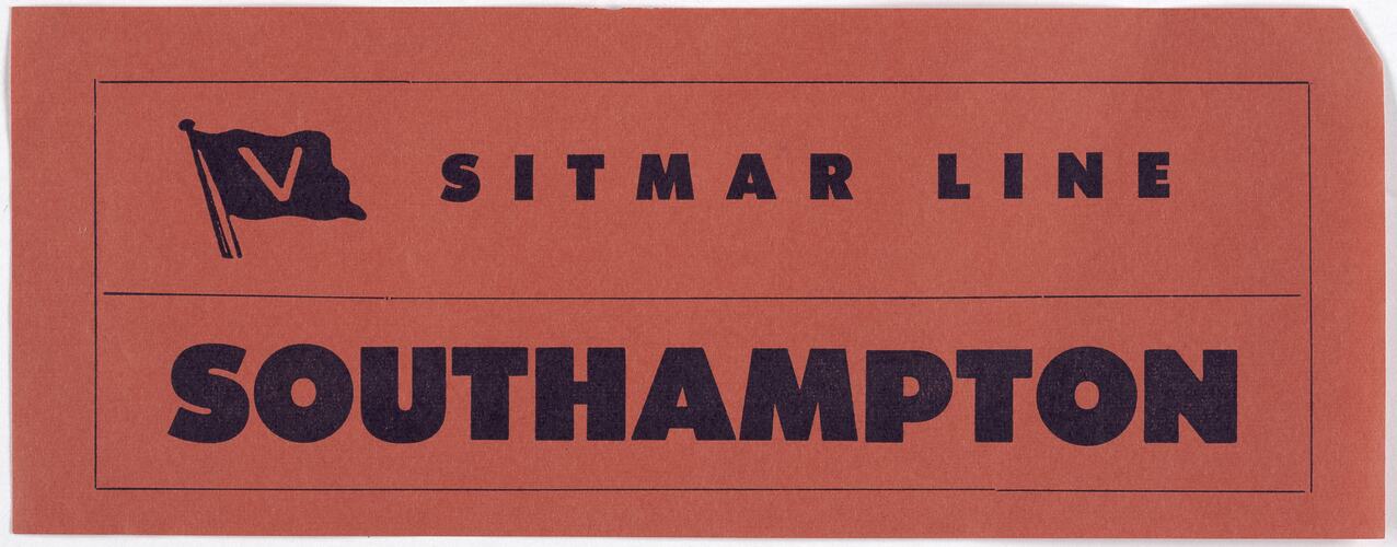 Baggage Label - Sitmar Line, Southampton