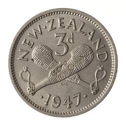 Coin - 3 Pence, New Zealand, 1947