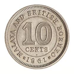 Coin - 10 Cents, Malaya & British Borneo, 1961