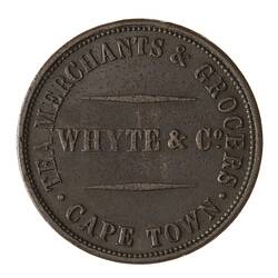 Trade Token - 1/2 Penny, Whyte & Co., Cape Town, South Africa, 1861