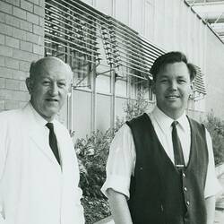 Photograph - Kodak Australasia Pty Ltd,  Radi Sindelka & Frank Crossman from the Film Testing and Paper Department, Kodak Factory, Coburg, c1965