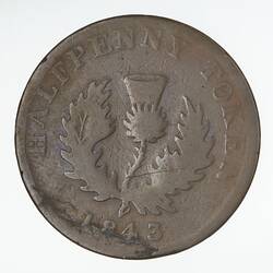 Coin - 1/2 Penny, Nova Scotia, Canada, 1843