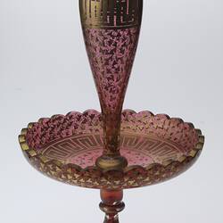 Gilded Red Glass Epergne, European, circa 1880