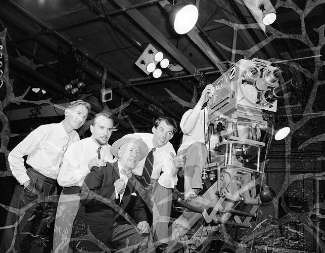 Negative - Cast & Crew at the GTV9 Television Studios, Richmond, Victoria, 1958