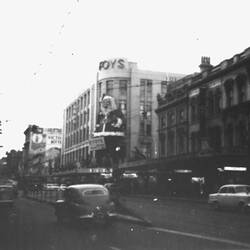 Negative - Foys Department Store Decorated for Christmas, Melbourne, Dec 1957
